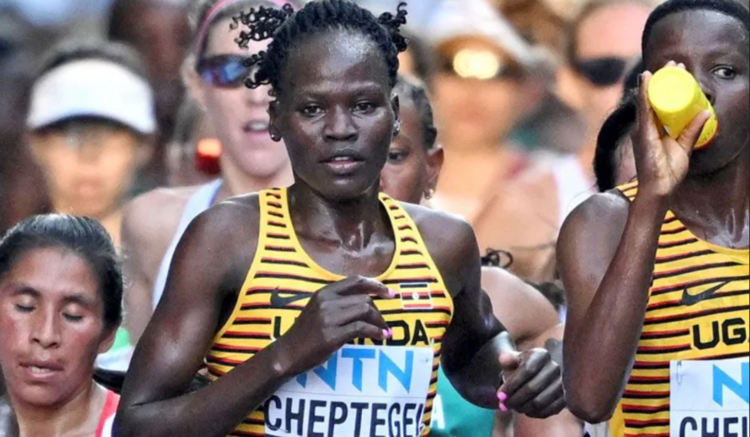 Reuters
Rebecca Cheptegei competing in a marathon in Budapest in 2023