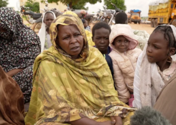 Kevin McGregor / BBC
Buthaina and her children travelled hundreds of miles to Sudan's border with Chad after food and water ran out at home